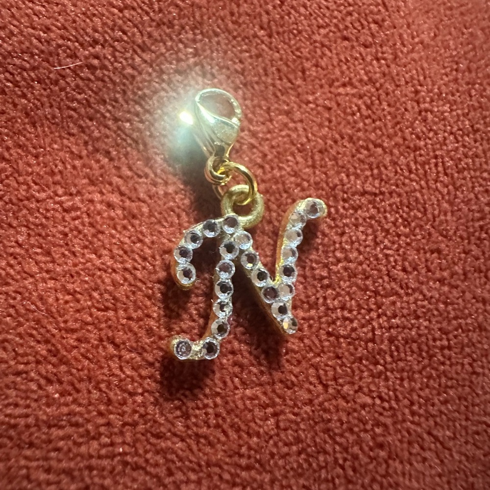 Swarovski Gold-Plated Crystal 'N' Initial Charm with Clear Swarovski Stones